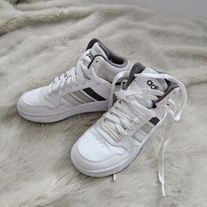 Adidas White and Gray High-Top Sneakers Size 2
